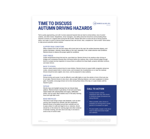 Autumn driving hazards guide